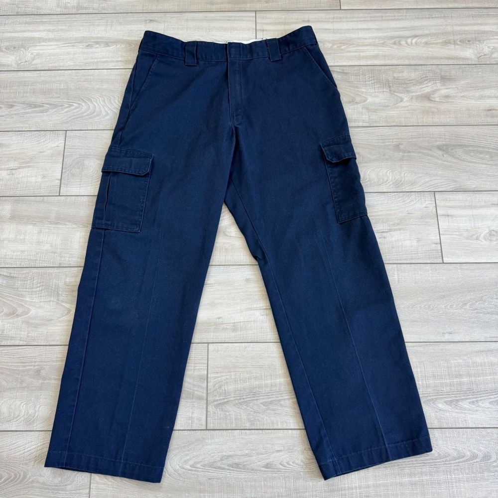 Dickies Men's Cargo Pants Size 38x32 Navy Blue Relaxed Fit Straight Leg Workwear